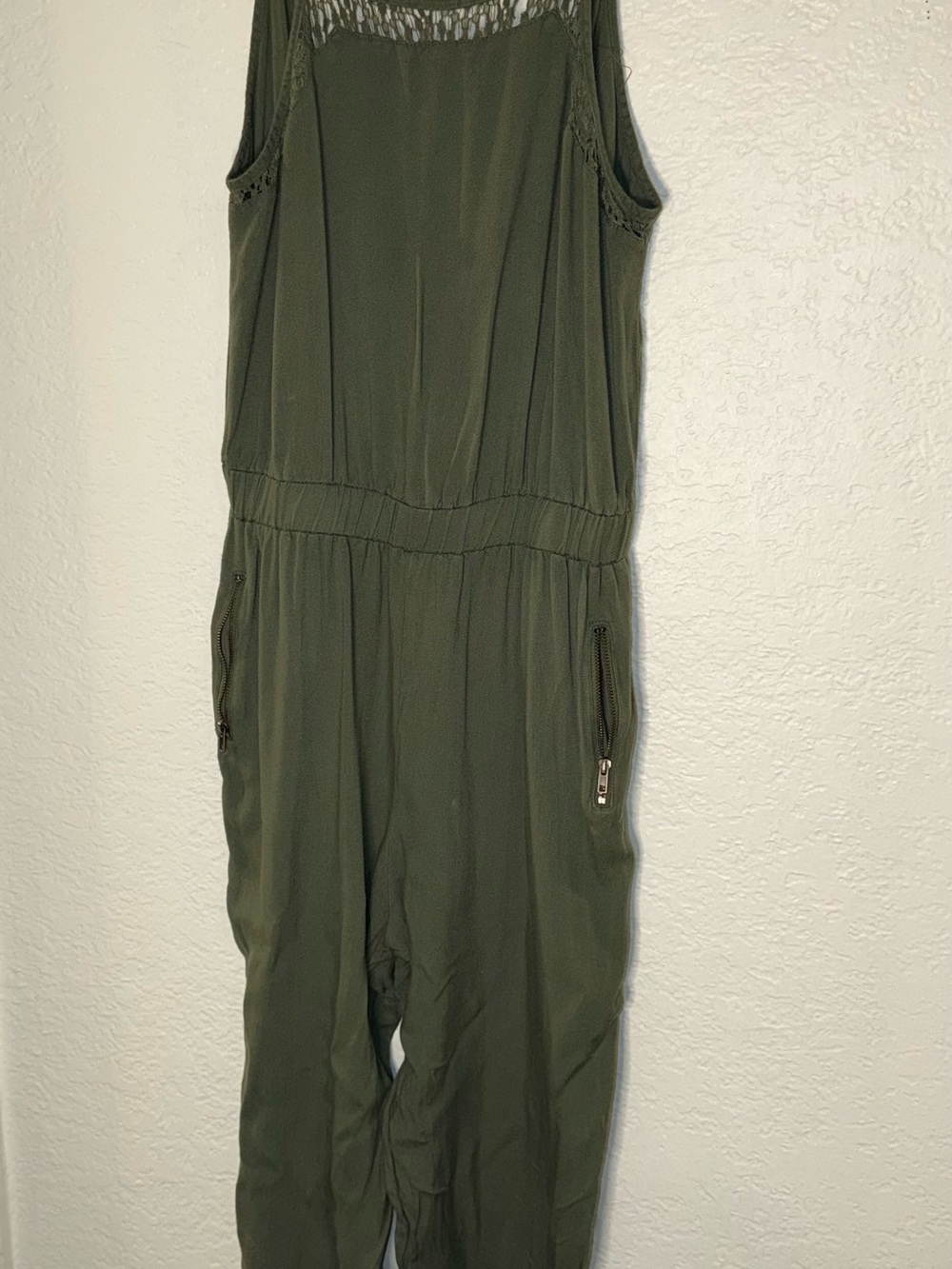 Sleeveless Olive Utility Jumpsuit with Zip Pockets